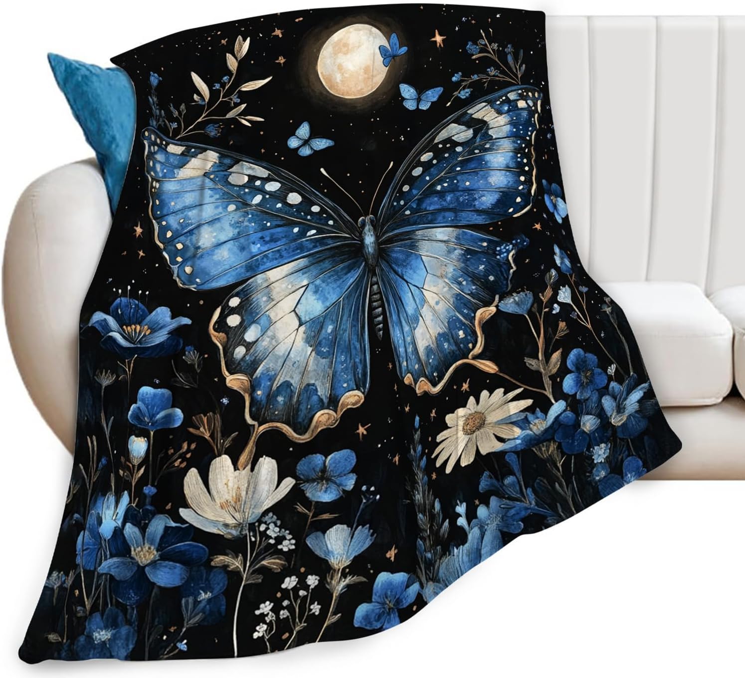 Blue Butterflies Throw Blanket
